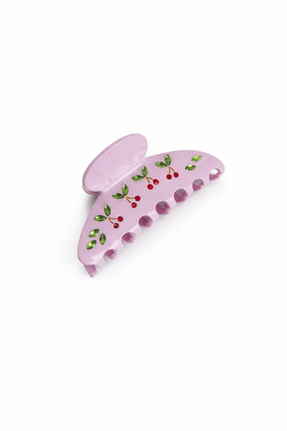 Cherry Rhinestone Claw Clip- 4”